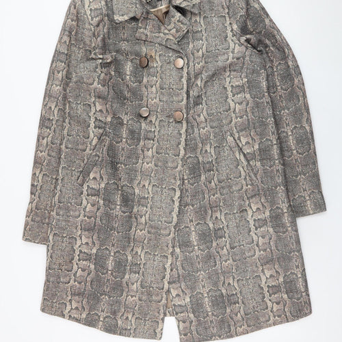 Principles by Ben de Lisi Women's Grey Animal Print Mid-Length Overcoat Size 16