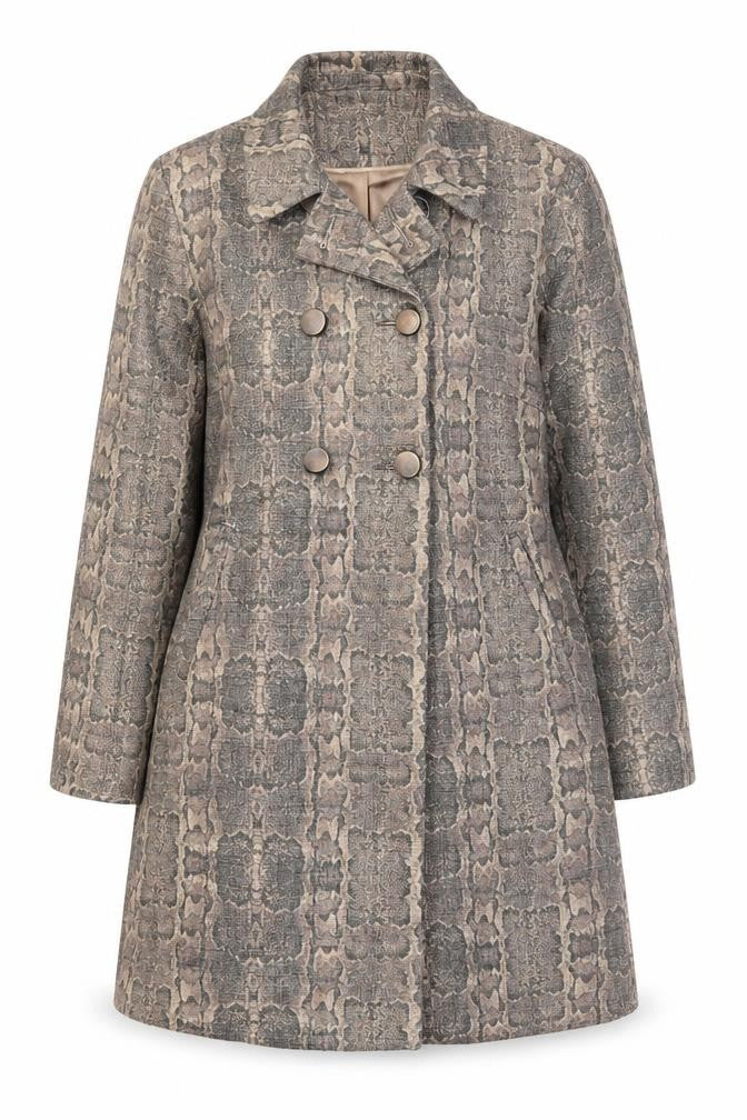 Principles by Ben de Lisi Women's Grey Animal Print Mid-Length Overcoat Size 16