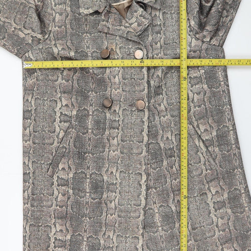 Principles by Ben de Lisi Women's Grey Animal Print Mid-Length Overcoat Size 16