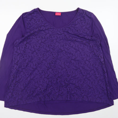 Together Women’s Purple Lace Tunic Blouse Long Sleeve XL
