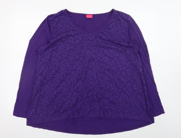 Together Women’s Purple Lace Tunic Blouse Long Sleeve XL