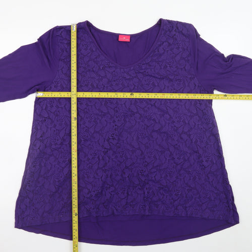 Together Women’s Purple Lace Tunic Blouse Long Sleeve XL