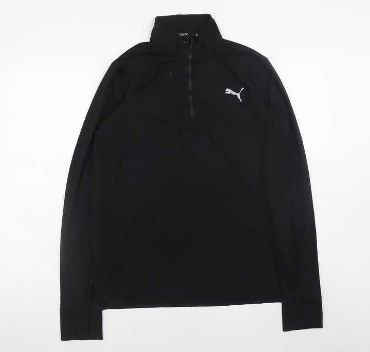 Puma Men's Black Medium 1/4 Zip Running Training Jacket