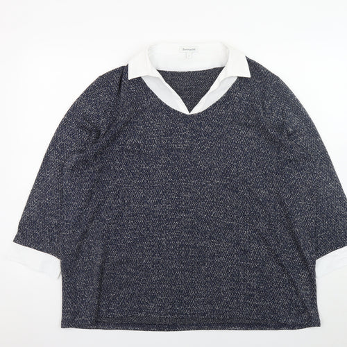Bonmarché Women Blue Collared Tunic Blouse Size 20