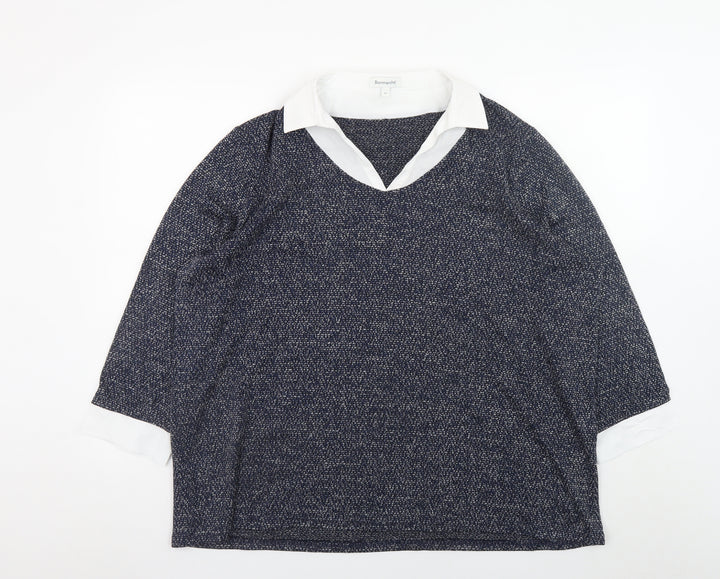 Bonmarché Women Blue Collared Tunic Blouse Size 20