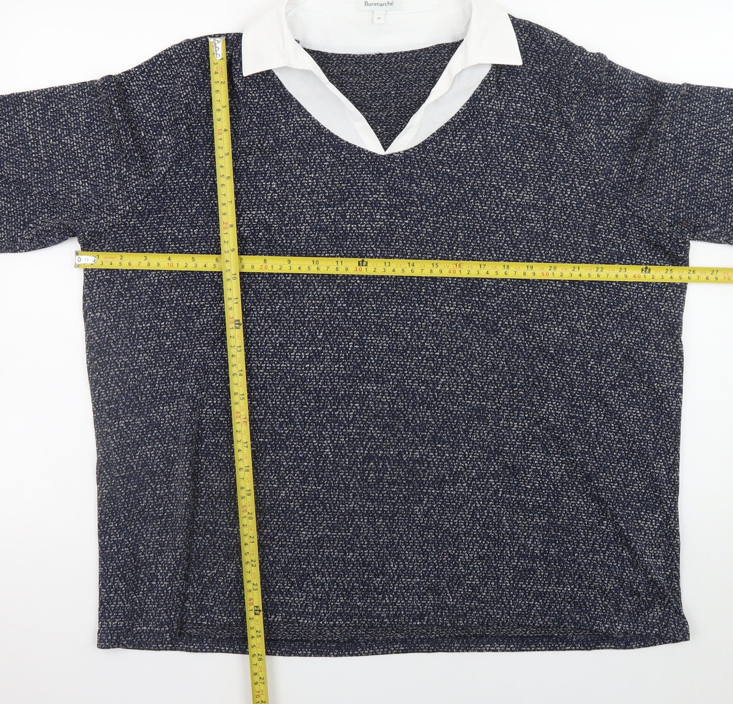Bonmarché Women Blue Collared Tunic Blouse Size 20