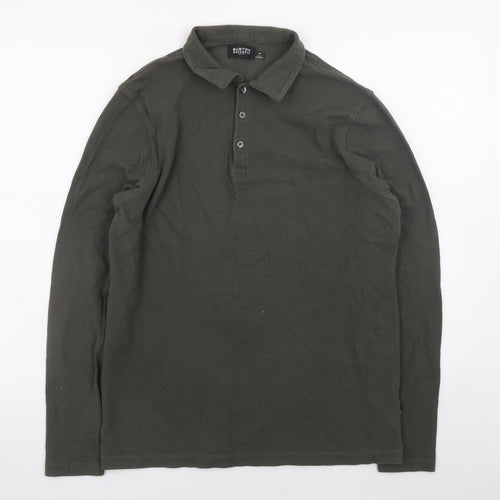 Burton Menswear Men's Green Long Sleeve Cotton Polo Shirt M