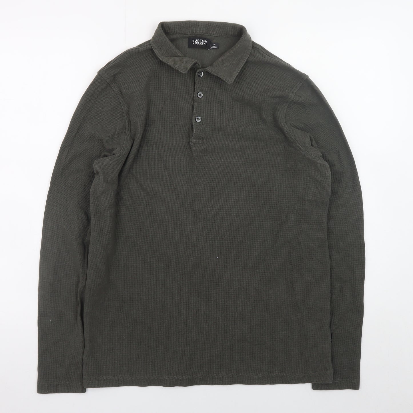 Burton Menswear Men's Green Long Sleeve Cotton Polo Shirt M