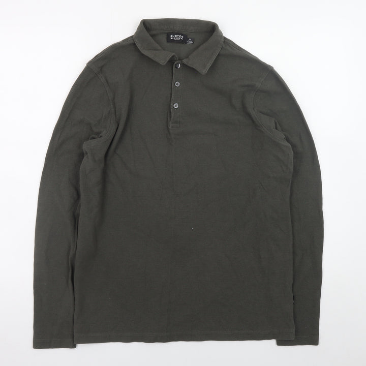 Burton Menswear Men's Green Long Sleeve Cotton Polo Shirt M