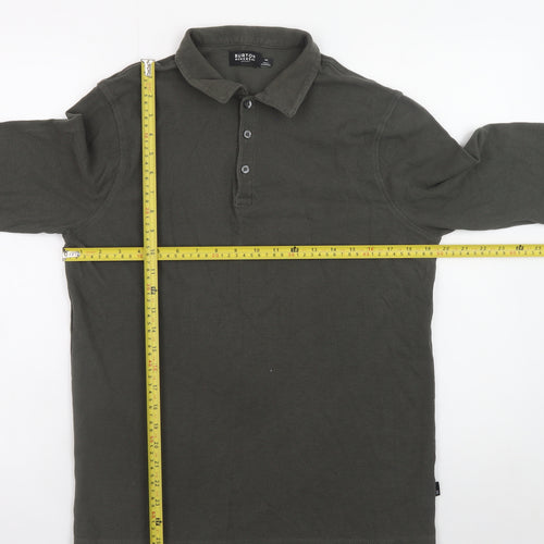 Burton Menswear Men's Green Long Sleeve Cotton Polo Shirt M