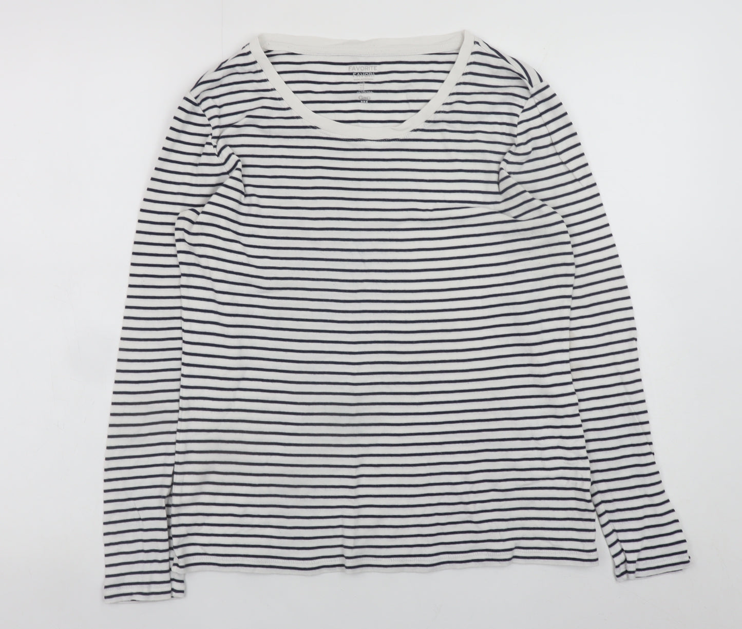Gap Women’s White Striped Long Sleeve Cotton Modal T-Shirt Size L