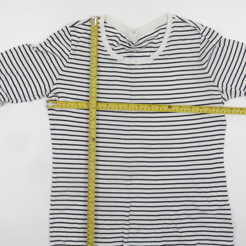 Gap Women’s White Striped Long Sleeve Cotton Modal T-Shirt Size L