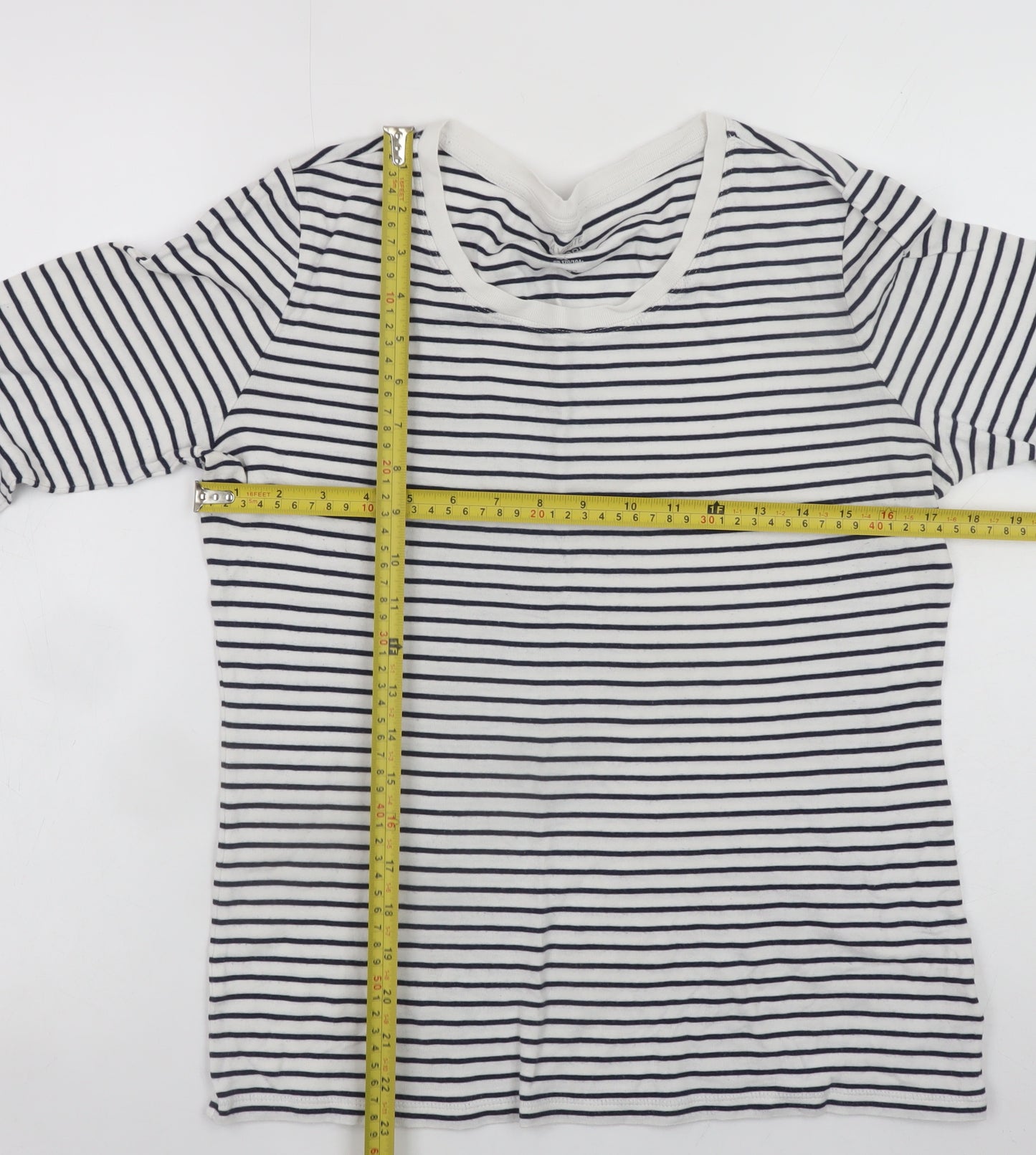 Gap Women’s White Striped Long Sleeve Cotton Modal T-Shirt Size L