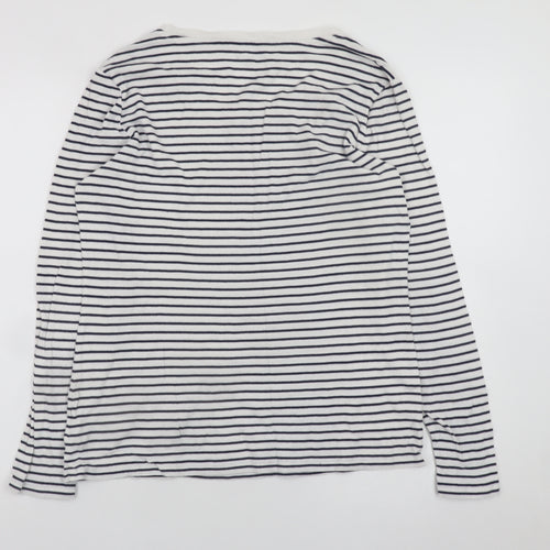 Gap Women’s White Striped Long Sleeve Cotton Modal T-Shirt Size L