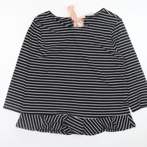 Jacqueline de Yong Womens Black Striped Bow Tunic Blouse Size 12