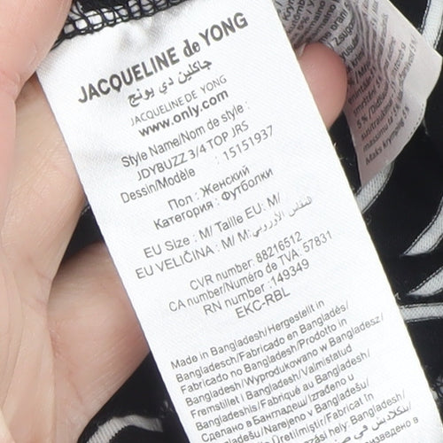 Jacqueline de Yong Womens Black Striped Bow Tunic Blouse Size 12