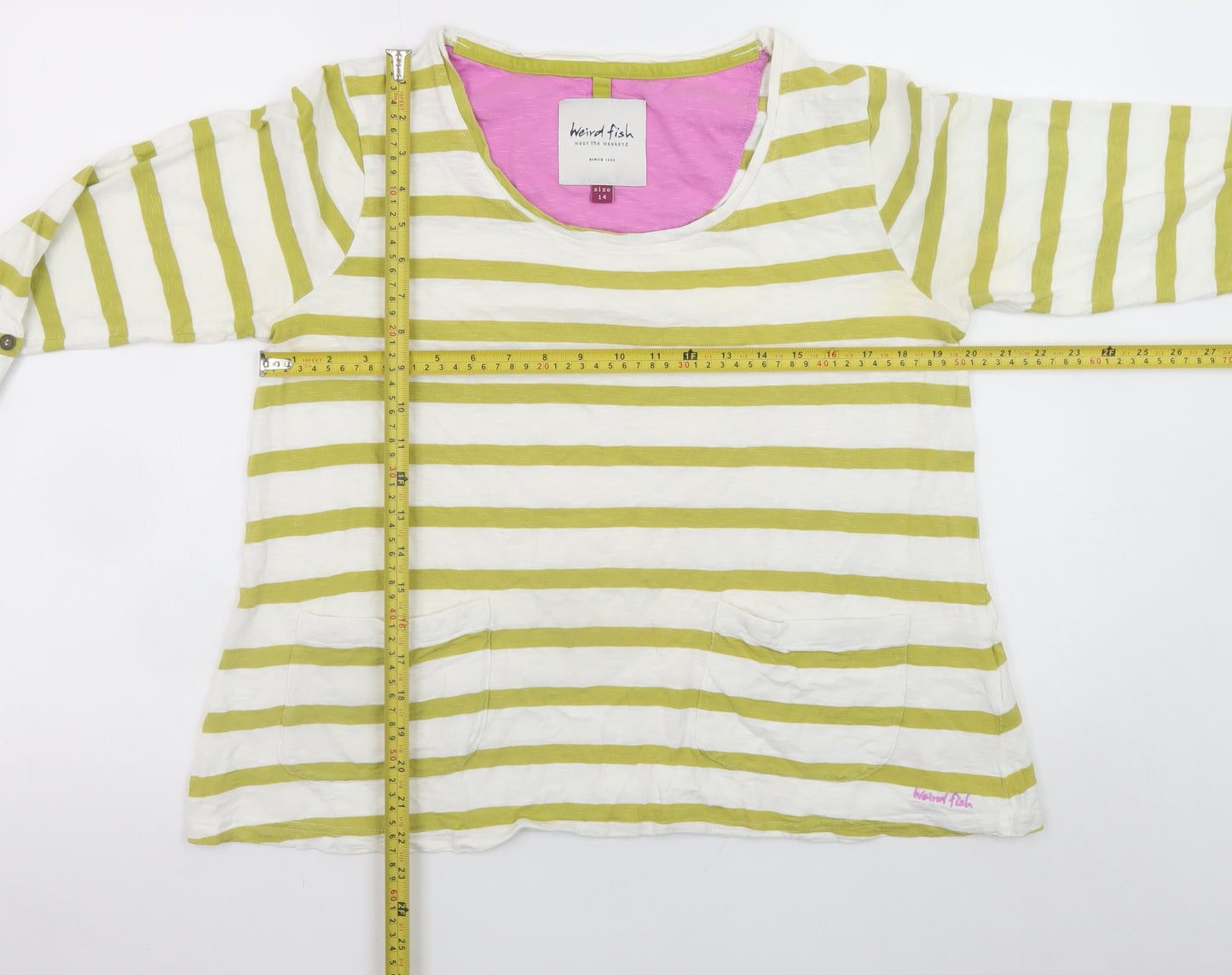 Weird Fish Women’s Multicoloured Striped Jersey Long Sleeve T-Shirt Size 14