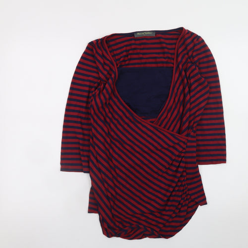 Blooming Marvellous Women’s Red Navy Striped Wrap Maternity Top Size 14