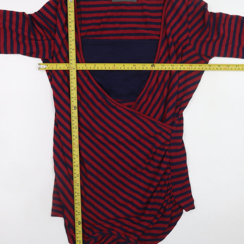 Blooming Marvellous Women’s Red Navy Striped Wrap Maternity Top Size 14