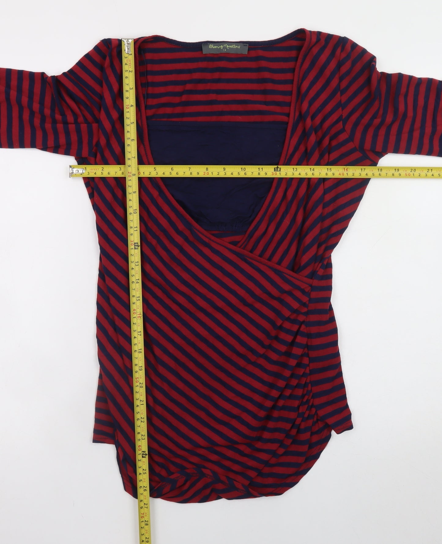 Blooming Marvellous Women’s Red Navy Striped Wrap Maternity Top Size 14