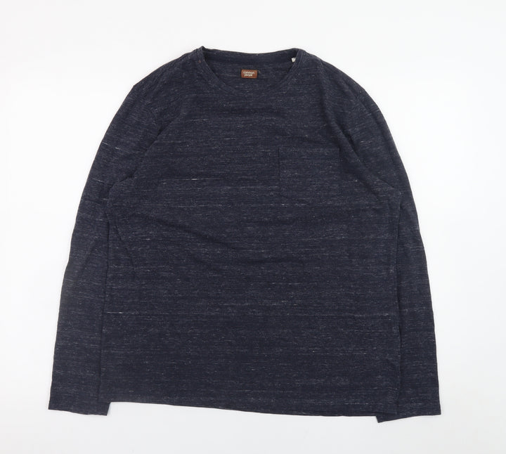 Common People Men's Blue Long Sleeve Crew Neck Cotton Blend T-Shirt M