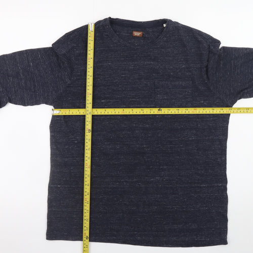 Common People Men's Blue Long Sleeve Crew Neck Cotton Blend T-Shirt M