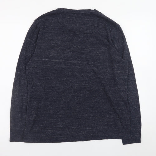 Common People Men's Blue Long Sleeve Crew Neck Cotton Blend T-Shirt M