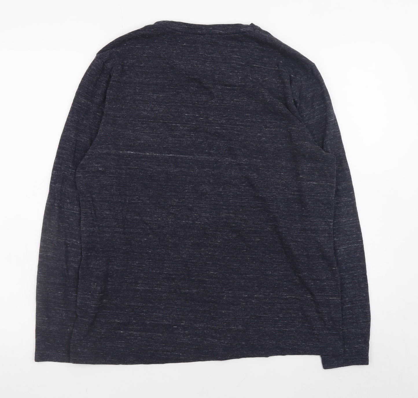 Common People Men's Blue Long Sleeve Crew Neck Cotton Blend T-Shirt M