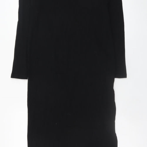 H&M Mama Women's Black Midi Bodycon Maternity Dress Size 12