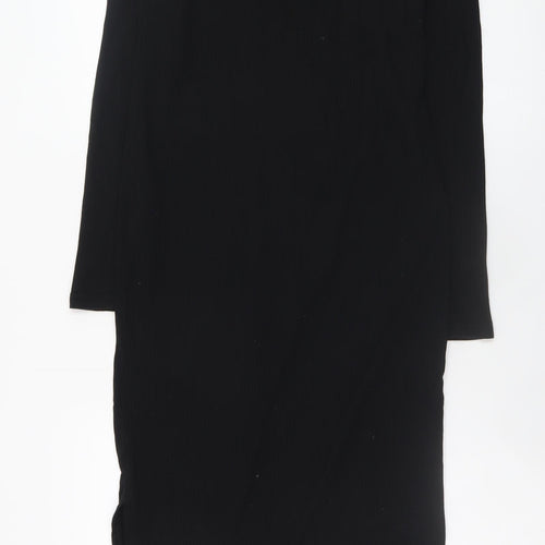 H&M Mama Women's Black Midi Bodycon Maternity Dress Size 12