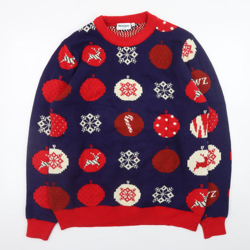Roody Men's Blue Christmas Pullover Jumper XL Festive Knit Sweater