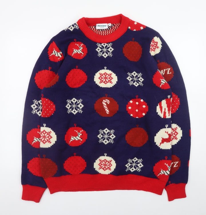 Roody Men's Blue Christmas Pullover Jumper XL Festive Knit Sweater
