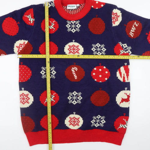 Roody Men's Blue Christmas Pullover Jumper XL Festive Knit Sweater