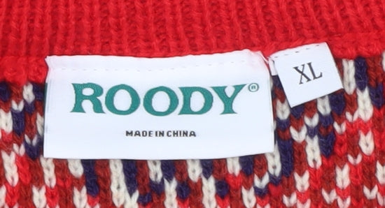 Roody Men's Blue Christmas Pullover Jumper XL Festive Knit Sweater