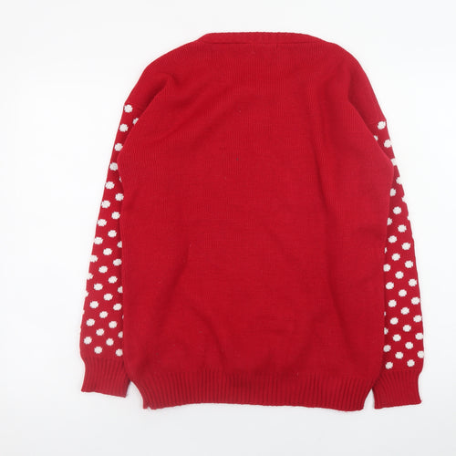 Boohoo Women's Red Christmas Pullover Jumper S Crew Neck