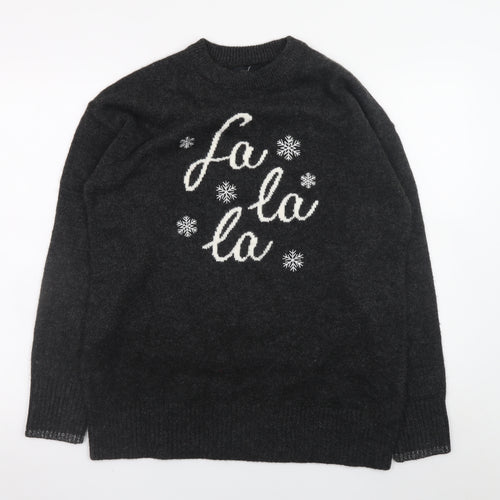 New Look Women's Black Christmas Pullover Jumper Size S