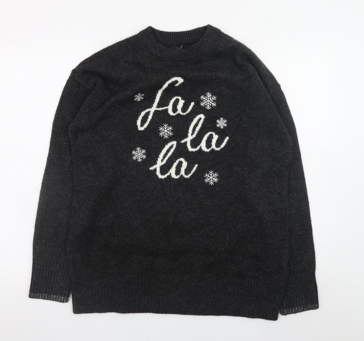 New Look Women's Black Christmas Pullover Jumper Size S