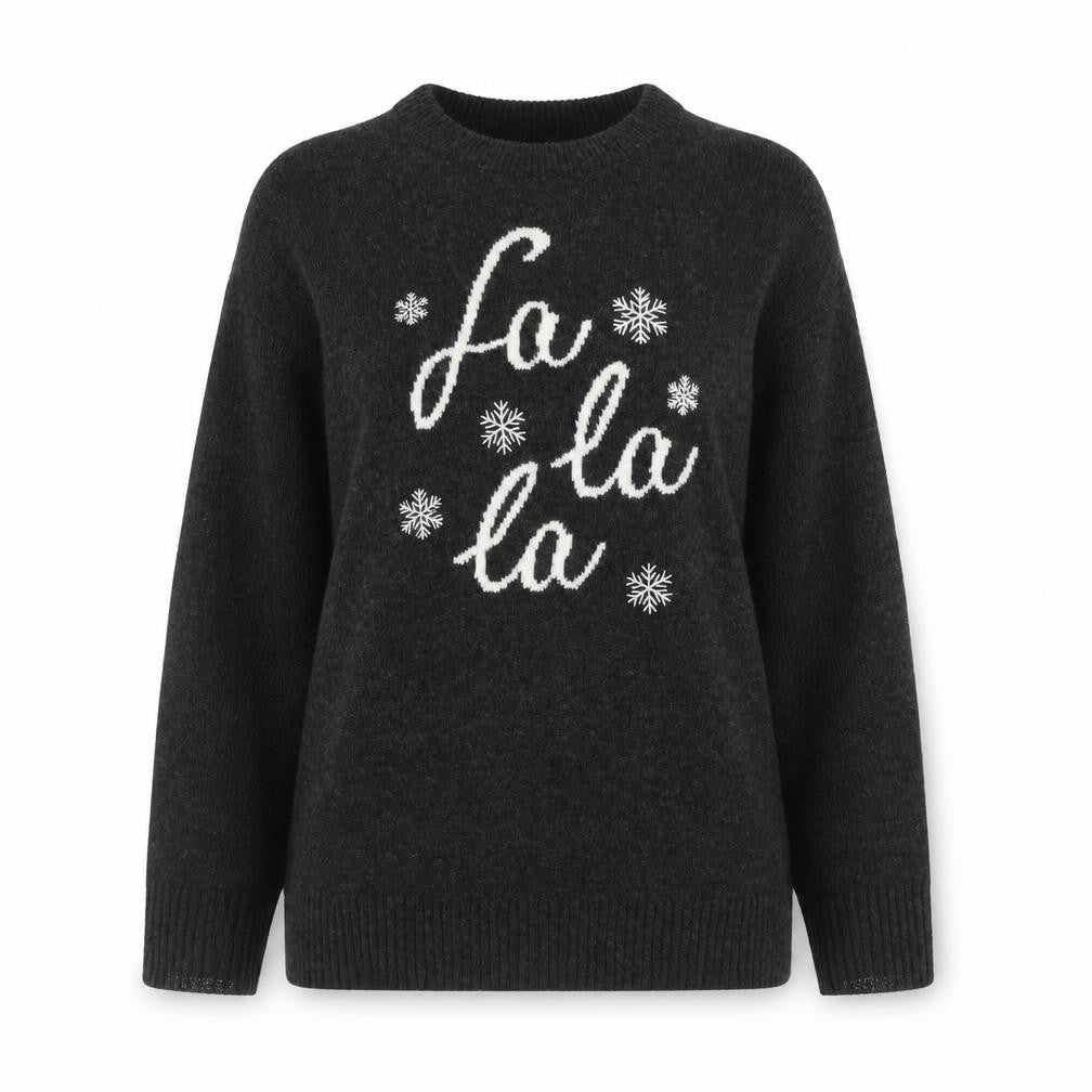 Front view of New Look Women's Black Christmas jumper, size S