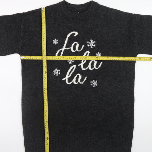 New Look Women's Black Christmas Pullover Jumper Size S