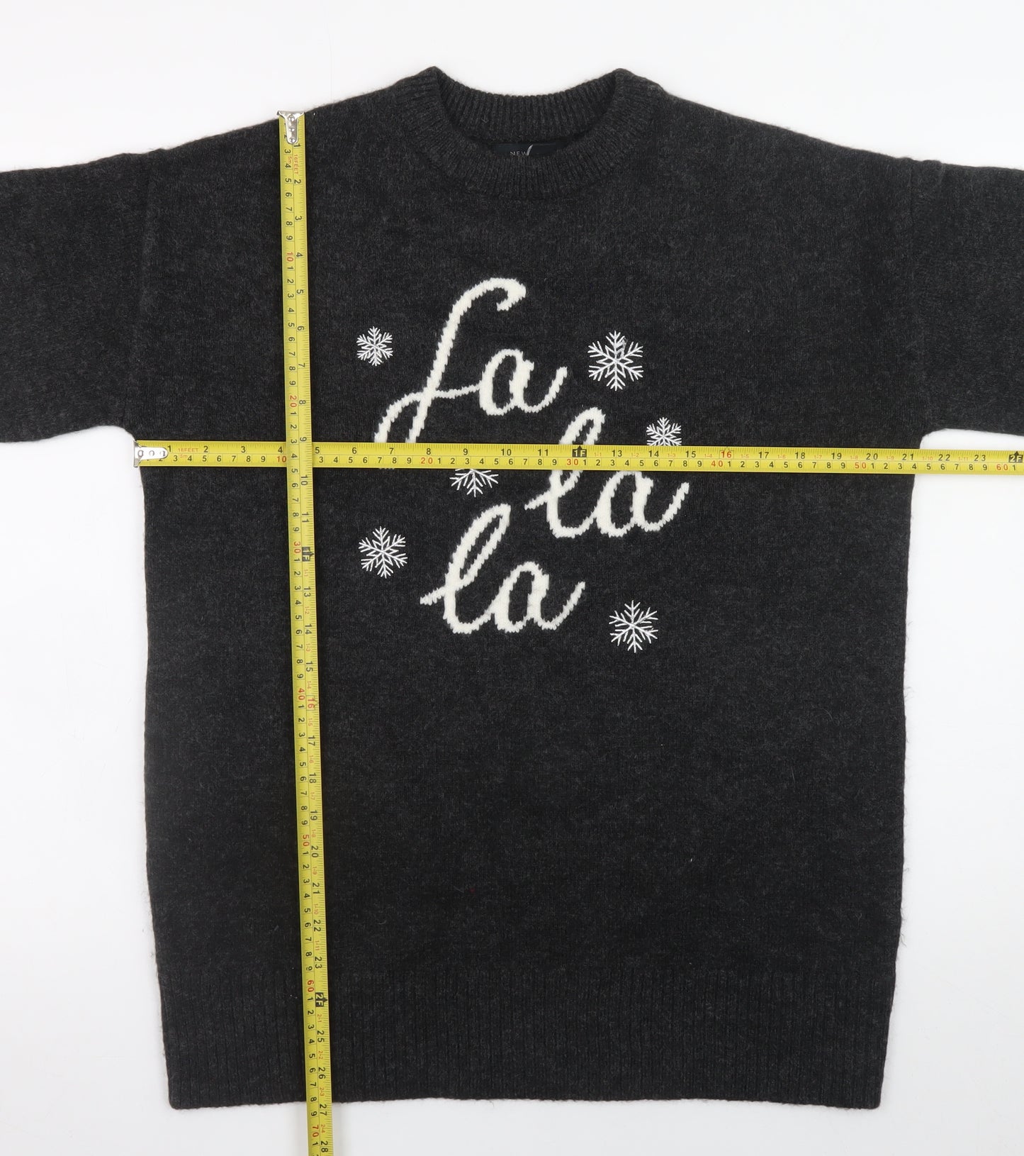 New Look Women's Black Christmas Pullover Jumper Size S