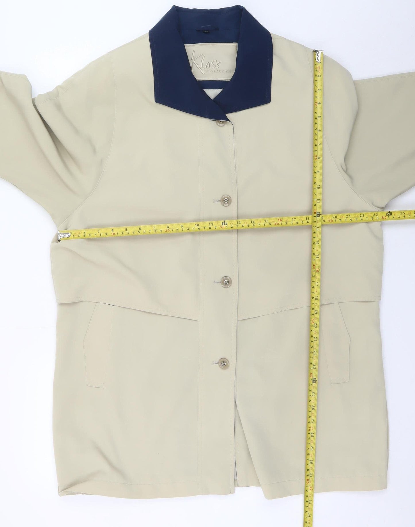 Klass Collection Women's Beige Mid-Length Coat Size 16 Polyester Lined