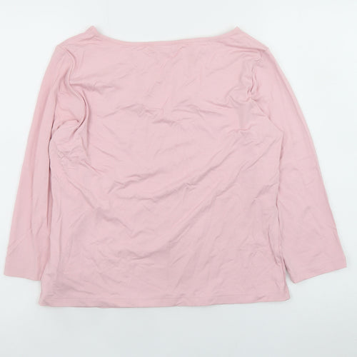 Marks and Spencer Women Pink 3/4 Sleeve Bow T-Shirt Size 10