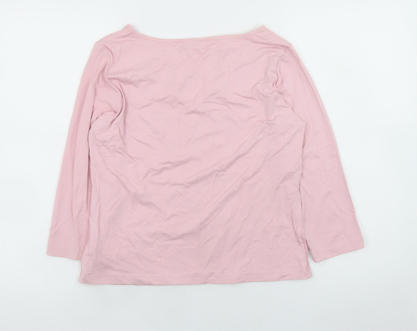 Marks and Spencer Women Pink 3/4 Sleeve Bow T-Shirt Size 10