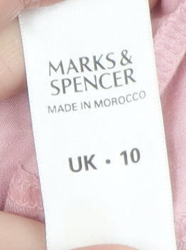 Marks and Spencer Women Pink 3/4 Sleeve Bow T-Shirt Size 10
