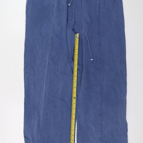 Rising Men's Blue Relaxed Fit Sweatpants L Cotton Drawstring Trousers