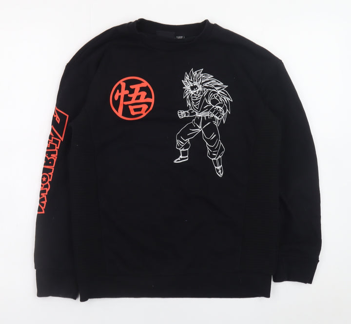 Dragon Ball Z Boys Black Sweatshirt 11-12 Years Graphic Print Crew Neck
