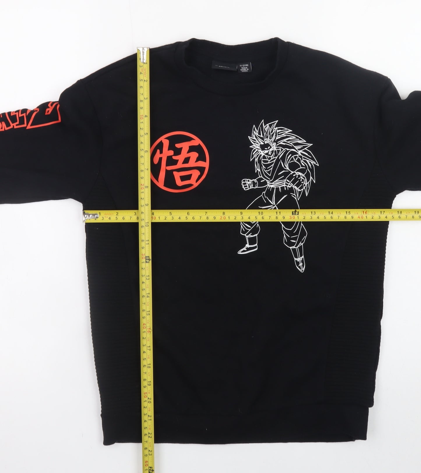 Dragon Ball Z Boys Black Sweatshirt 11-12 Years Graphic Print Crew Neck