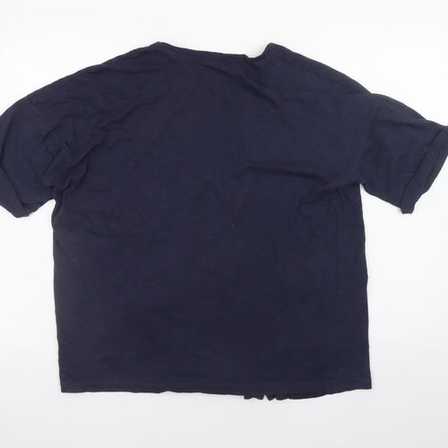 Topshop Women's Blue Cotton V-Neck Button-Up Jersey Top Size 12