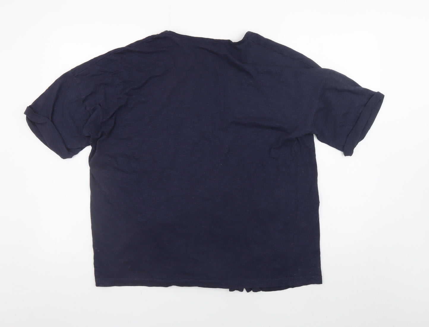 Topshop Women's Blue Cotton V-Neck Button-Up Jersey Top Size 12