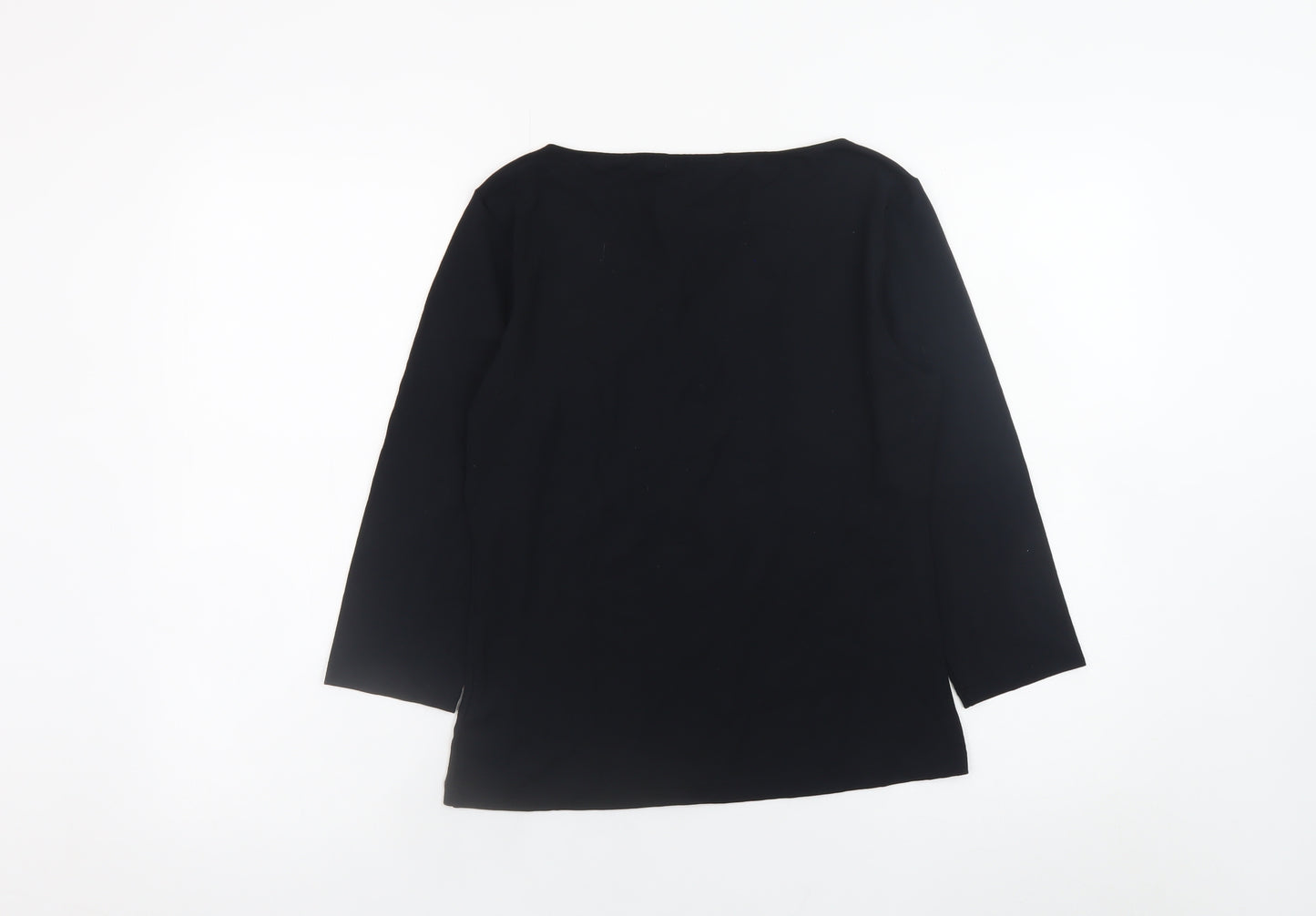 Marks and Spencer Women Black UK 12 Long Sleeve Top with Floral Applique